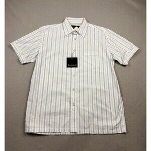 NWT Detailed True American Wear Shirt Men’s L Blue Stripe Short Sleeve Y2K
